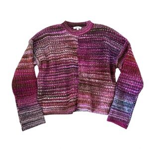 Madewell Sz L boxy space dye crewneck fuzzy chunky cropped sweater